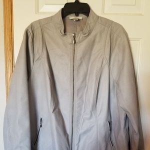 CJ Banks gray faux leather jacket 2X